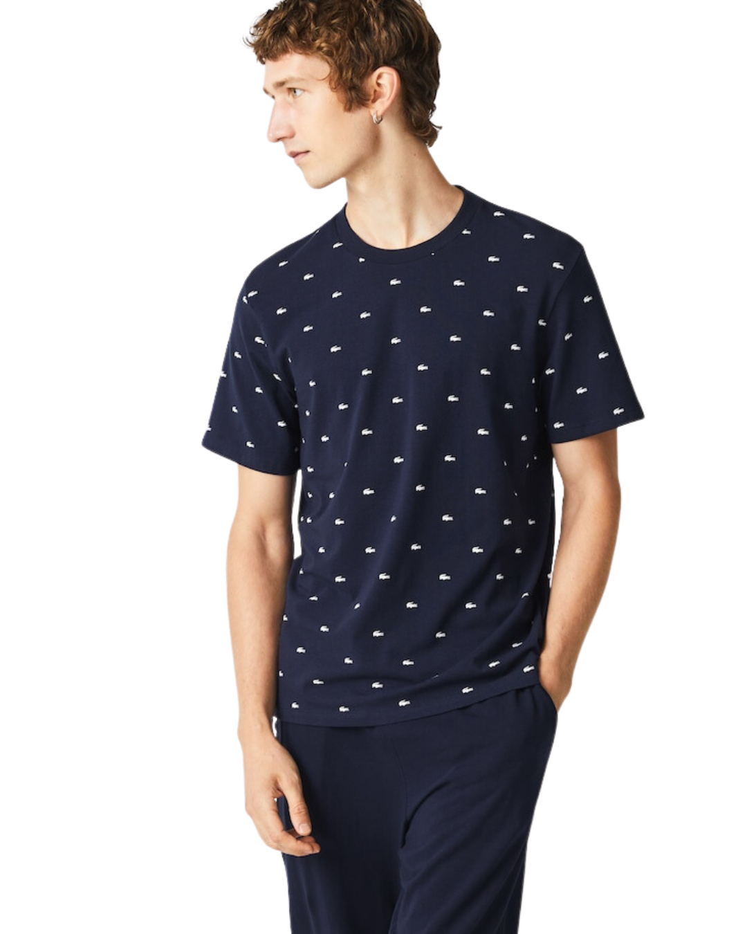 Lacoste Herre krokodilleprint Stretch Bomuld T-shirt