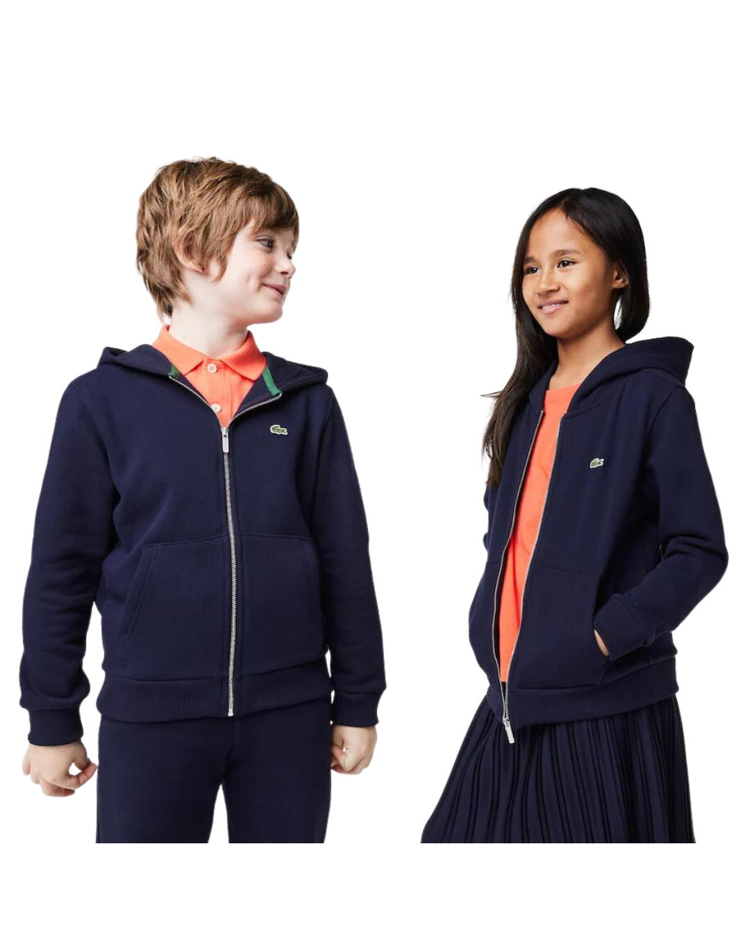 Lacoste Børne Kangaroo Pocket Sweatshirt med hætte og lynlås