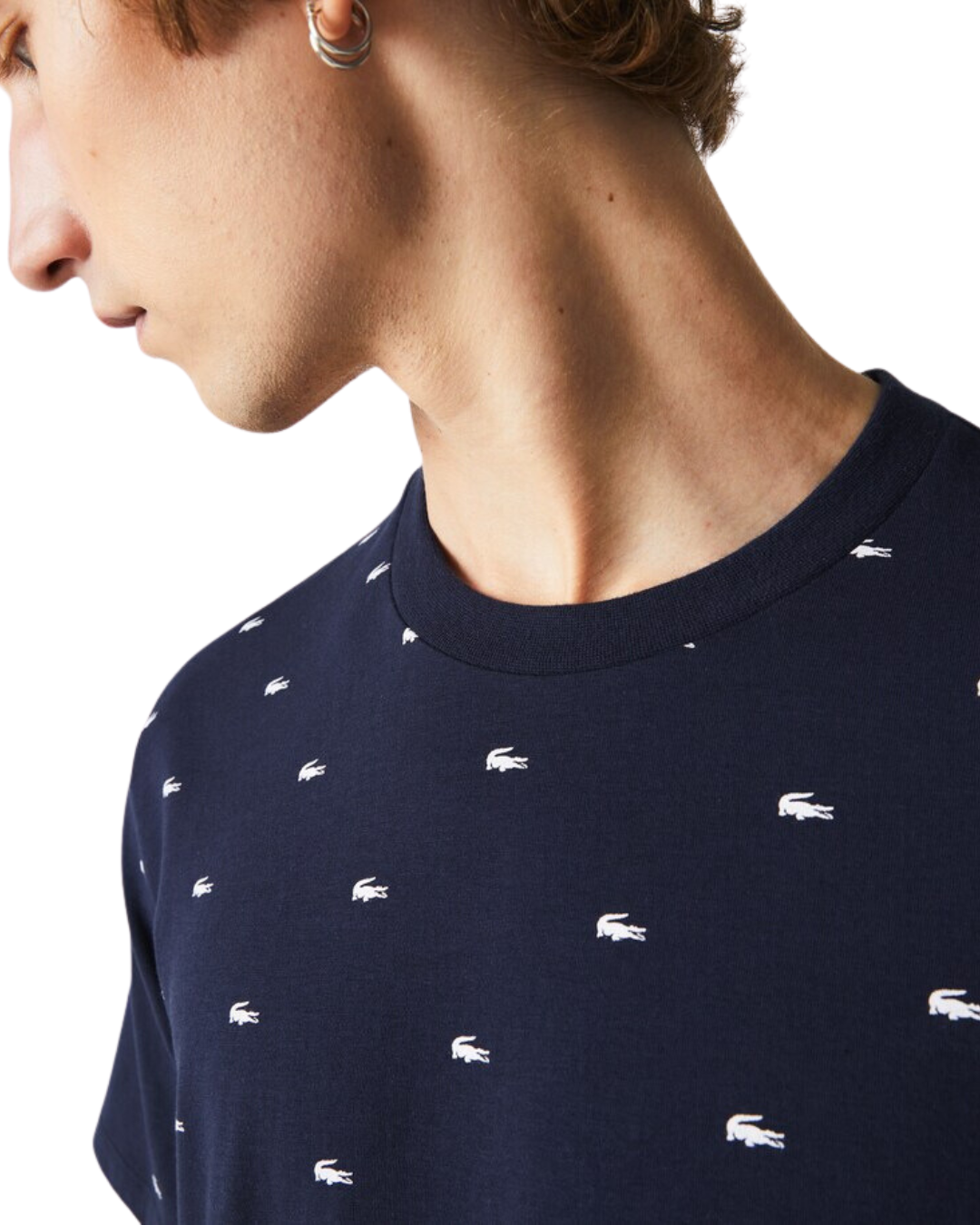Lacoste Herre krokodilleprint Stretch Bomuld T-shirt