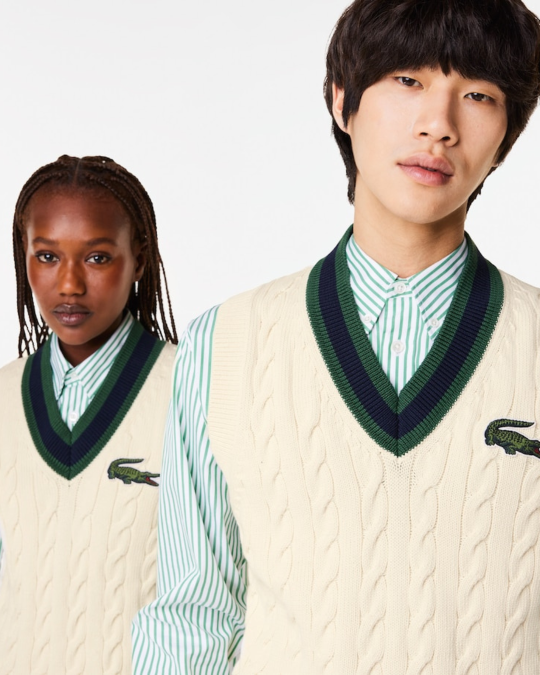 Lacoste Unisex Vest Kabelstrikket Sweater I Økologisk Bomuld