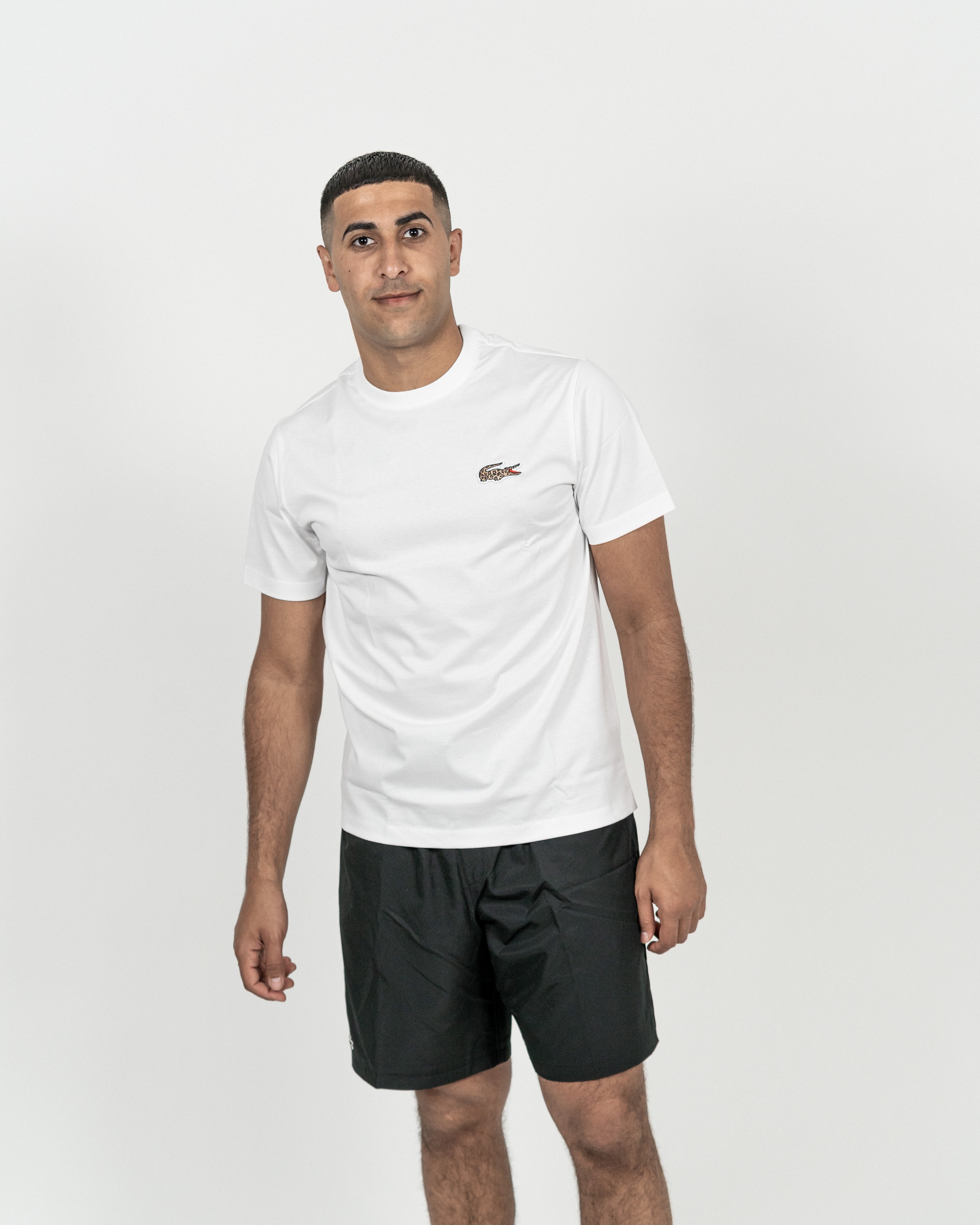 Lacoste Herre T-shirt Hvid/Leopard Logo