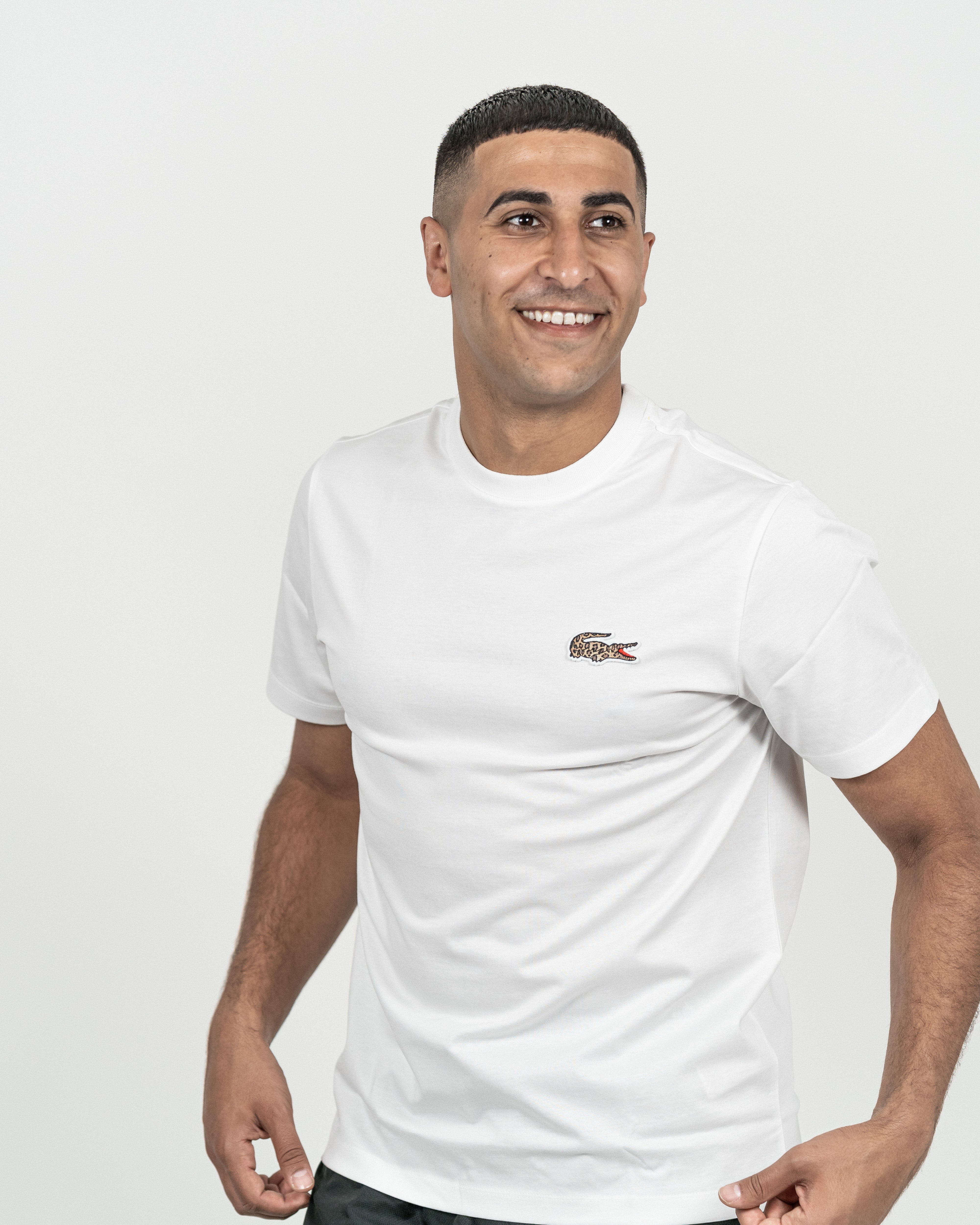 Lacoste Herre T-shirt Hvid/Leopard Logo