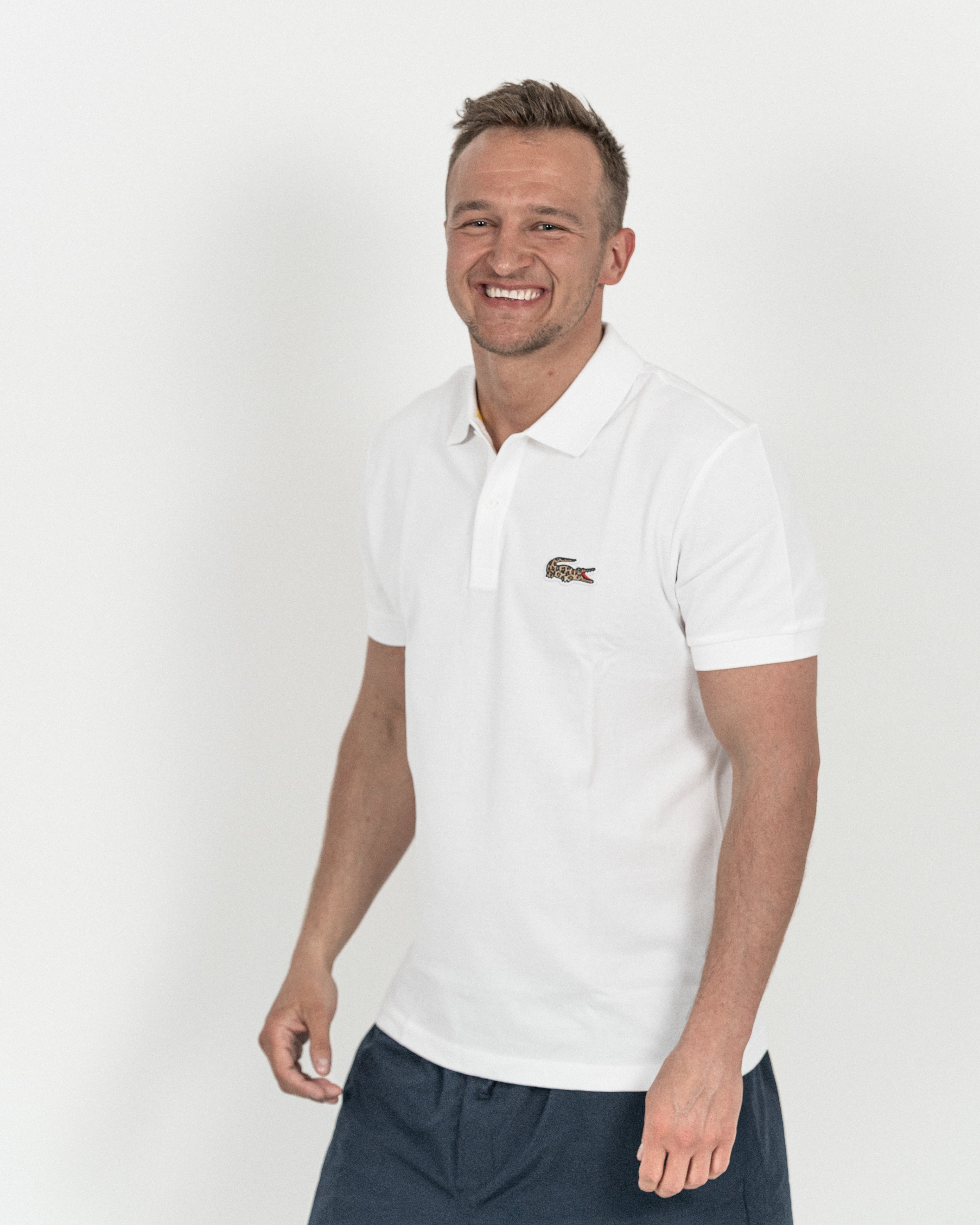 Lacoste Herre Polo Hvid m/Leopard