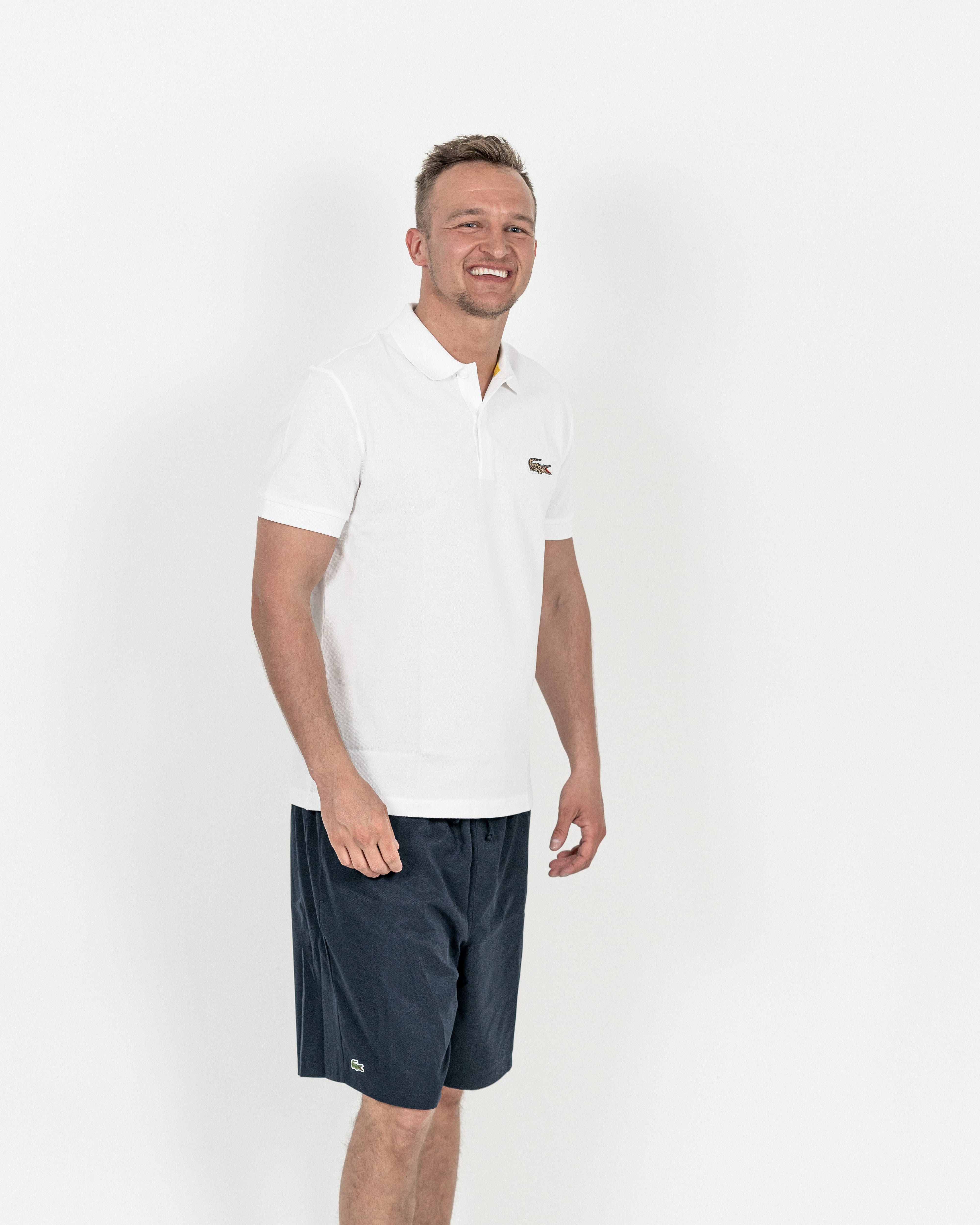 Lacoste Herre Polo Hvid m/Leopard