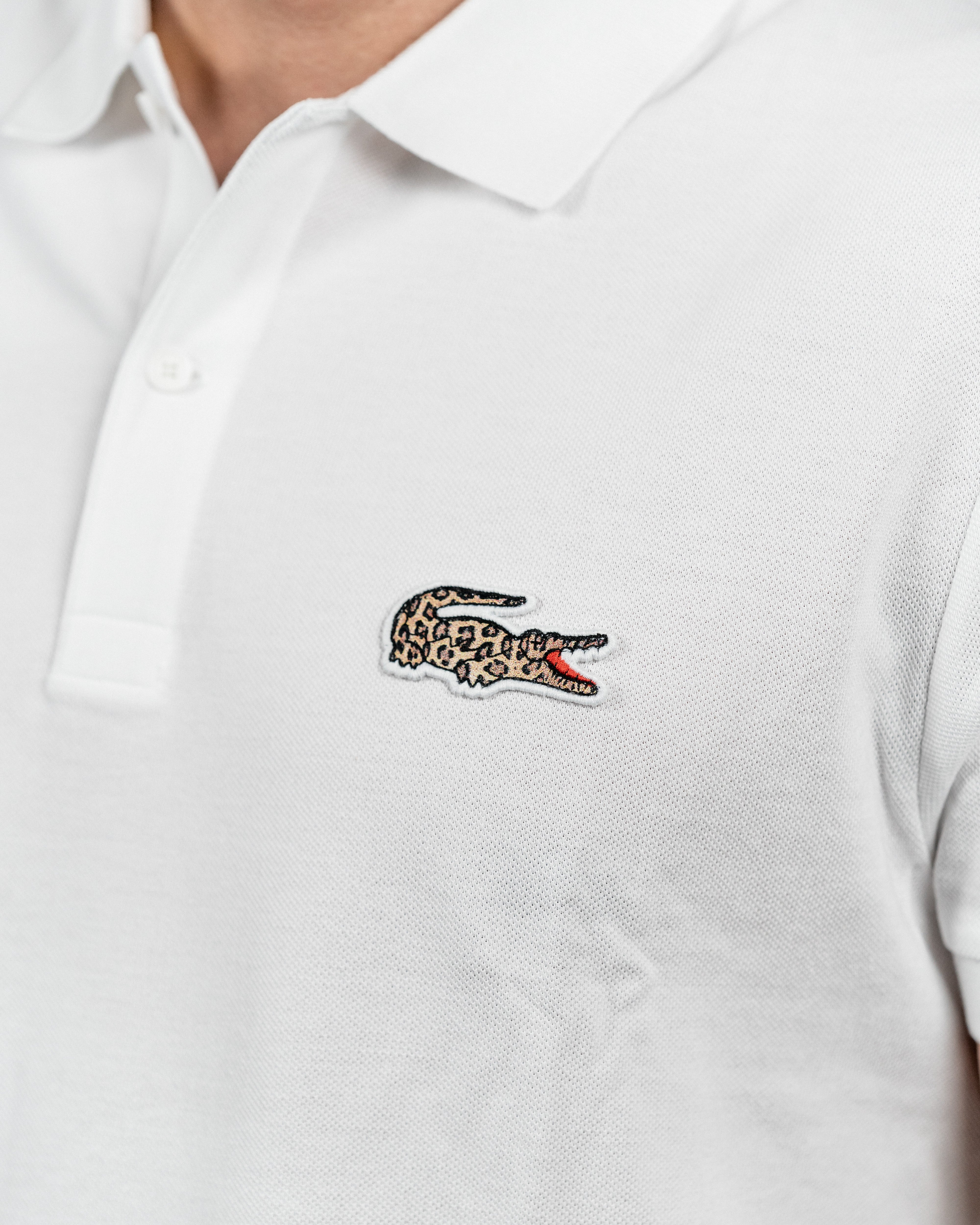 Lacoste Herre Polo Hvid m/Leopard