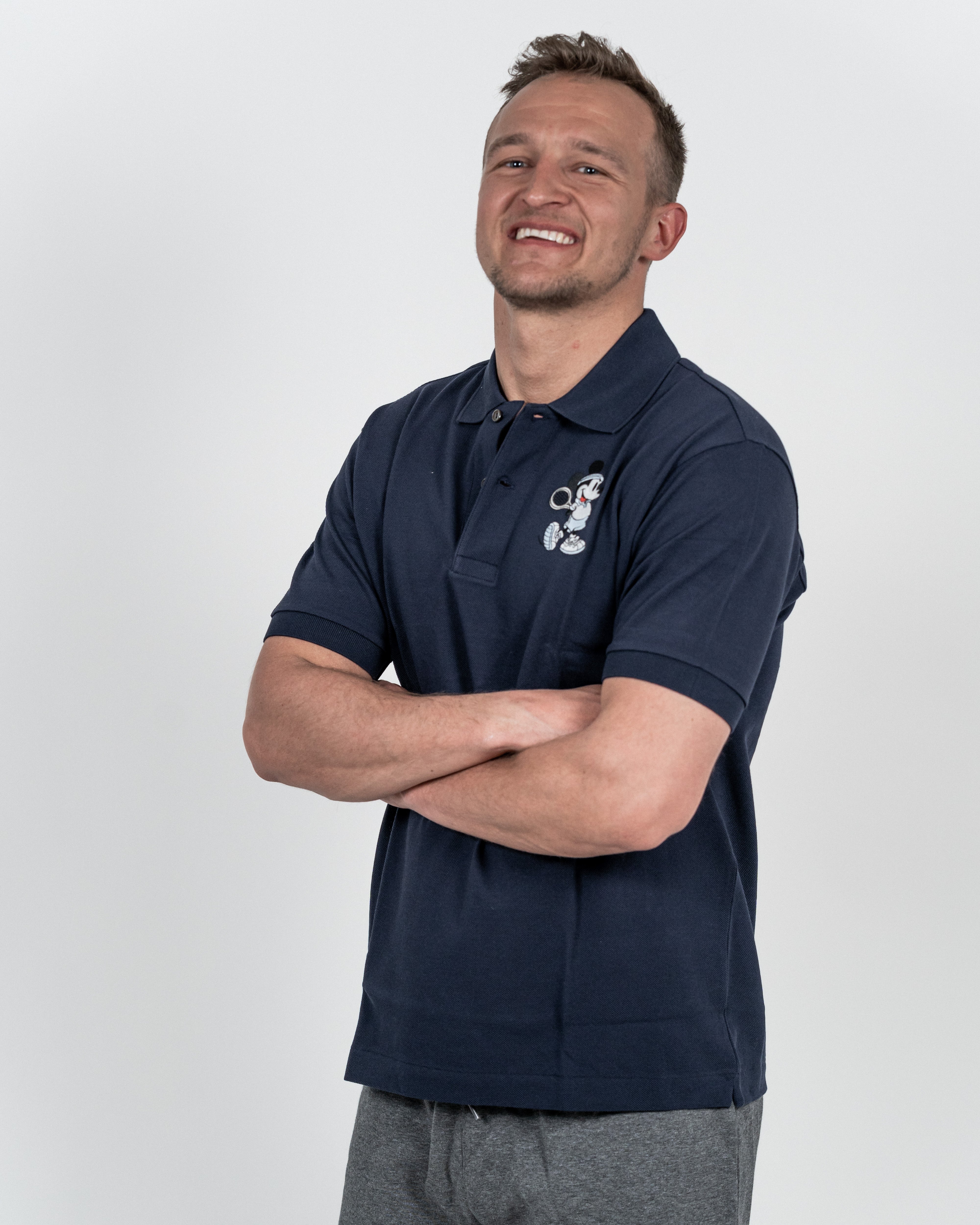 Lacoste Herre Mickey Mouse Pique Marineblå