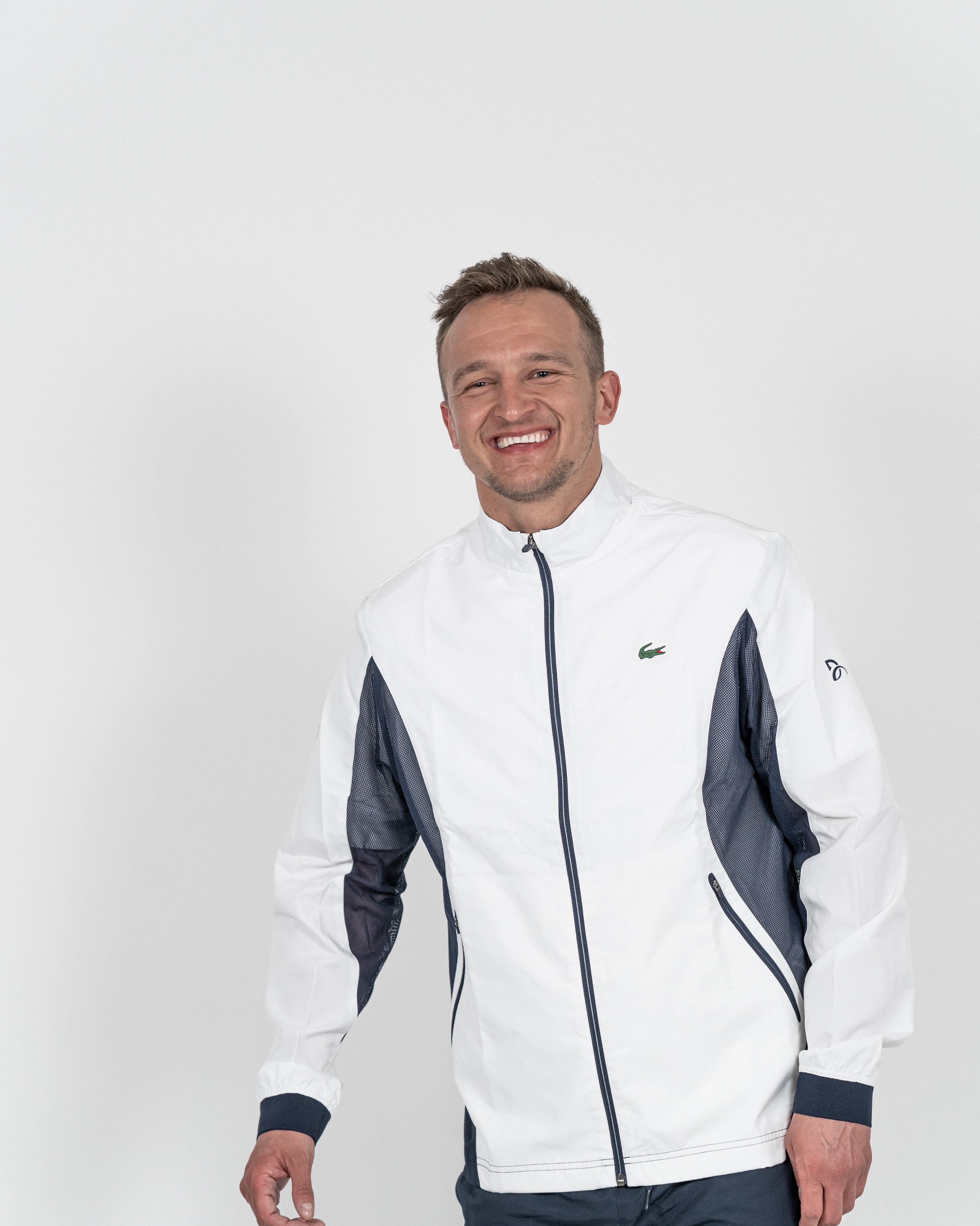 Lacoste Herre Novak Djokovic Træningsjakke Hvid/Navy
