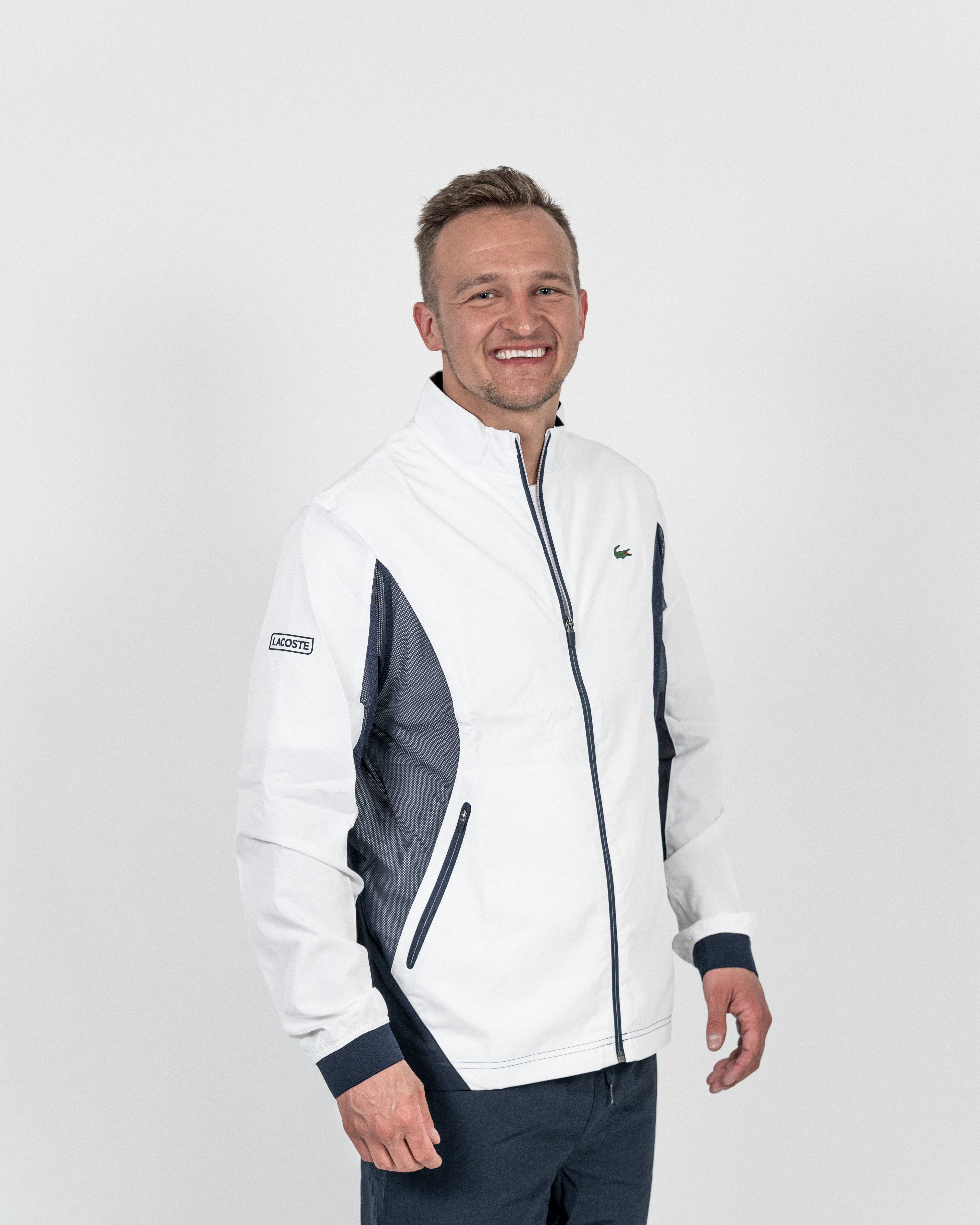 Lacoste Herre Novak Djokovic Træningsjakke Hvid/Navy