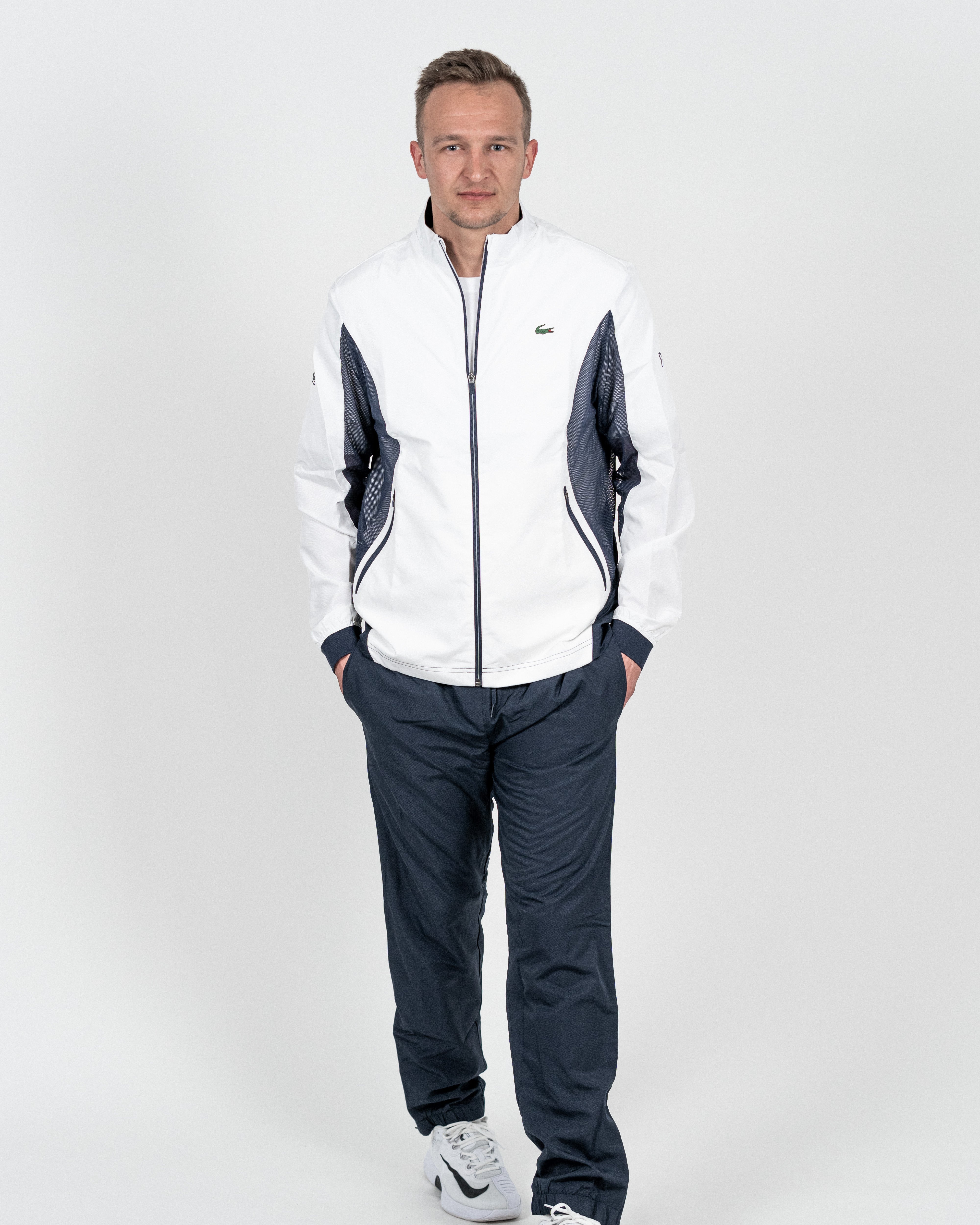 Lacoste Herre Novak Djokovic Træningsjakke Hvid/Navy