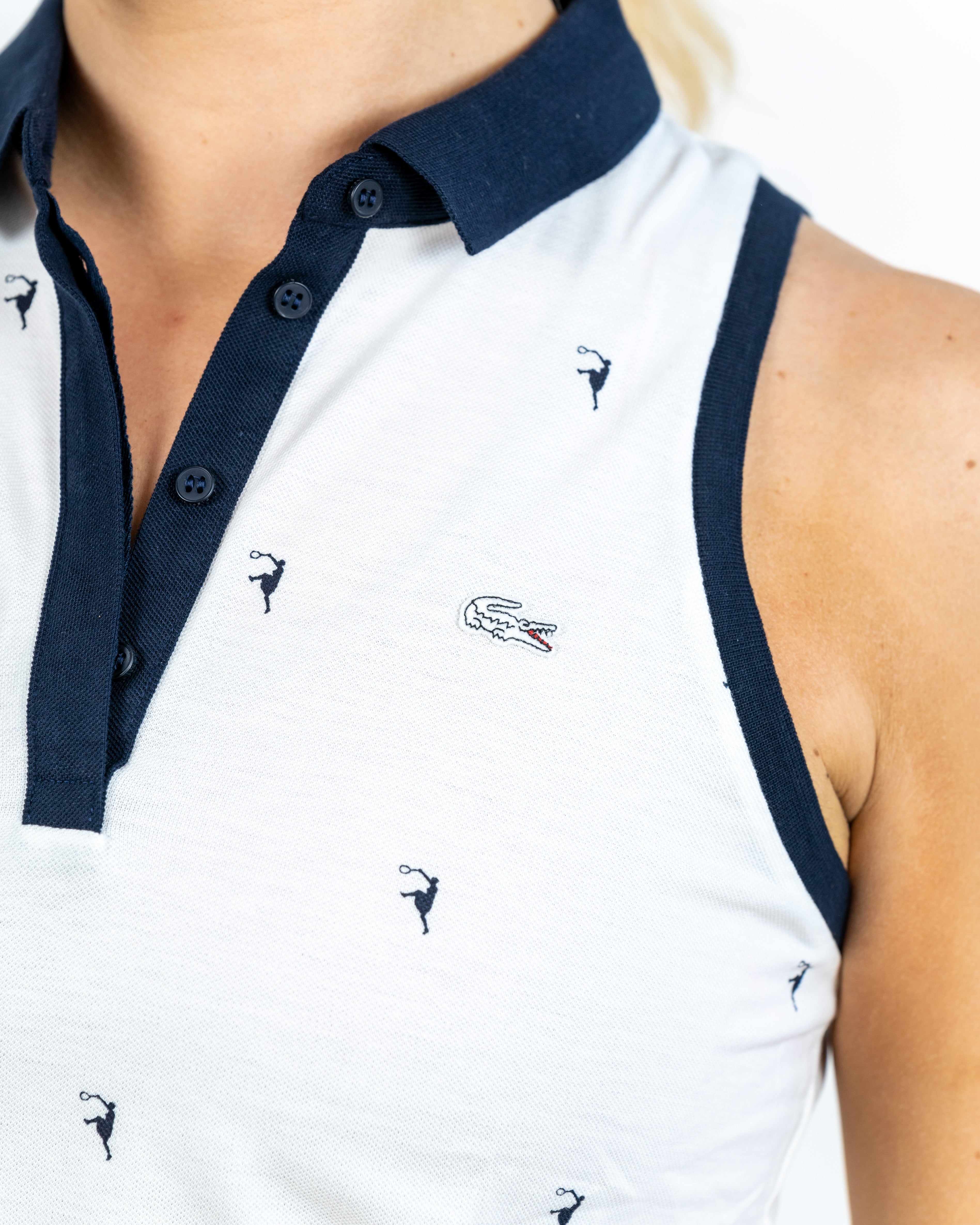 Lacoste Kvinde Sleeveless Polo Hvid