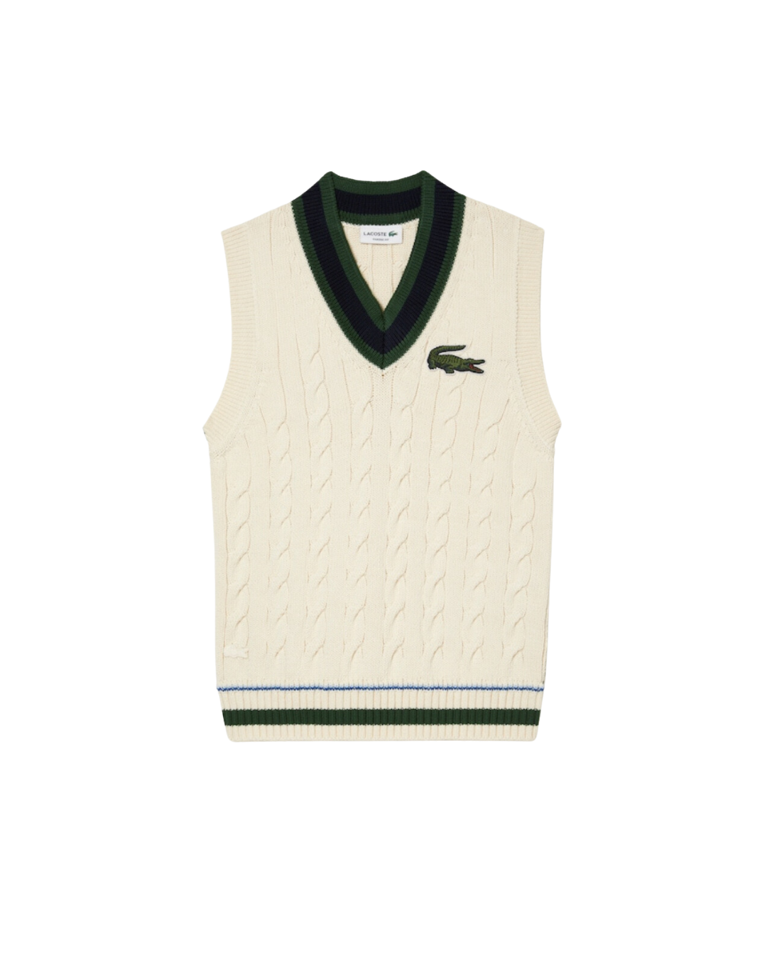 Lacoste Unisex Vest Kabelstrikket Sweater I Økologisk Bomuld