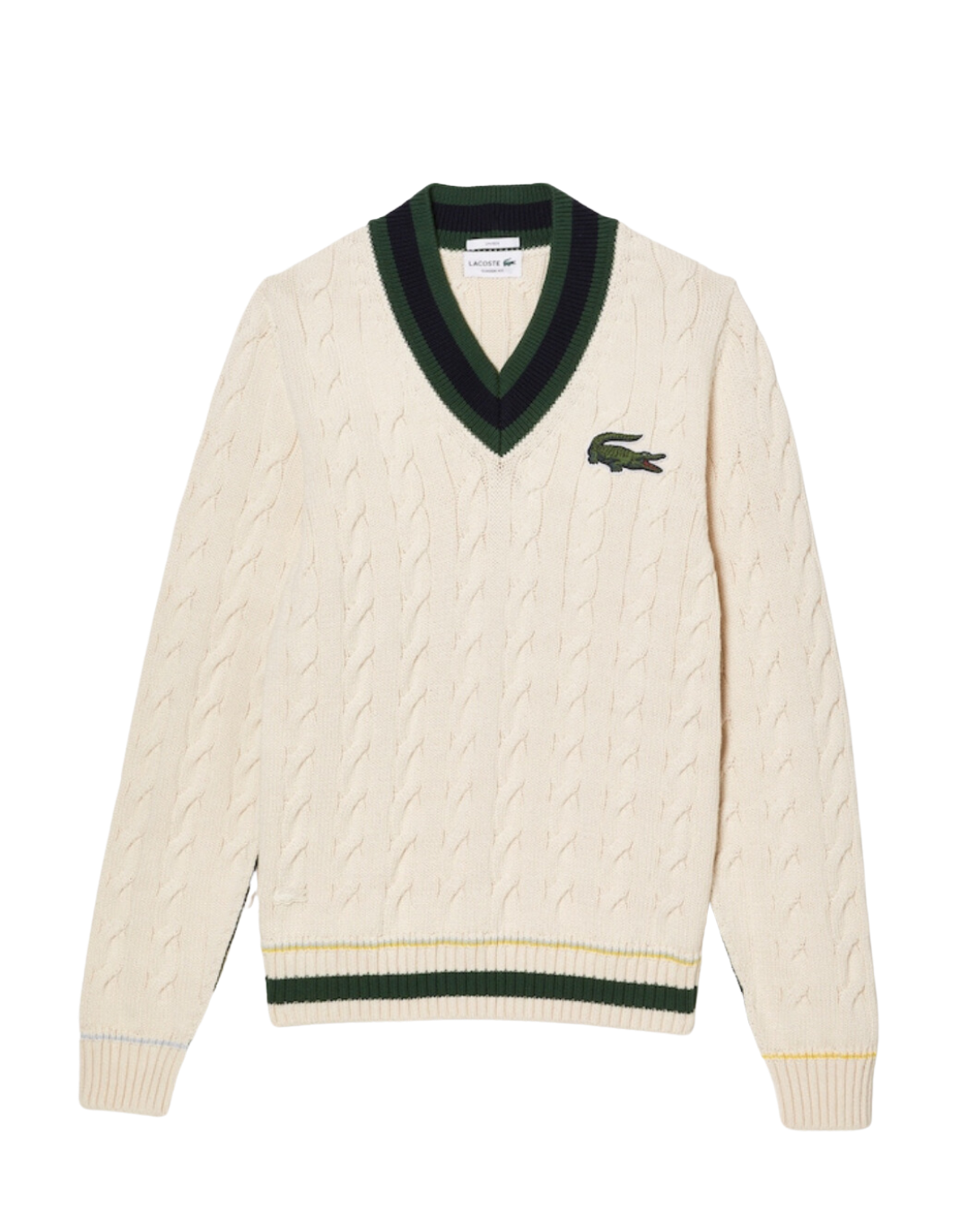 Lacoste Unisex V-hals Kabelstrikket Sweater I Økologisk Bomuld