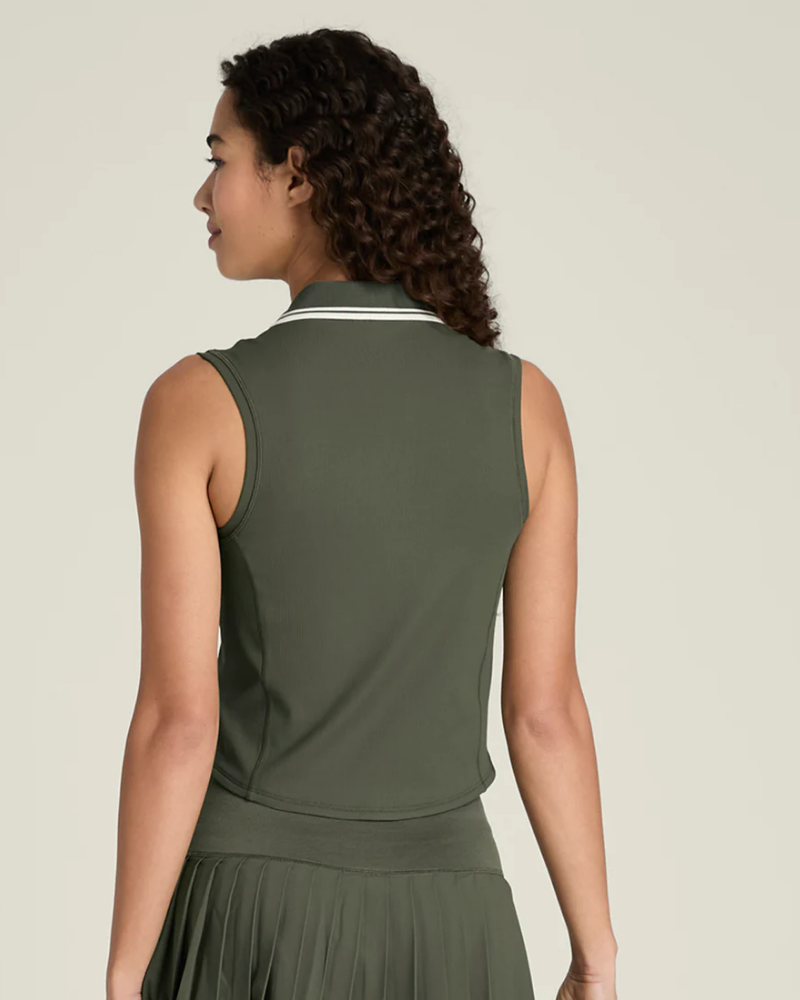 Wilson Dame Rib Sleeveless Polo Armygrøm