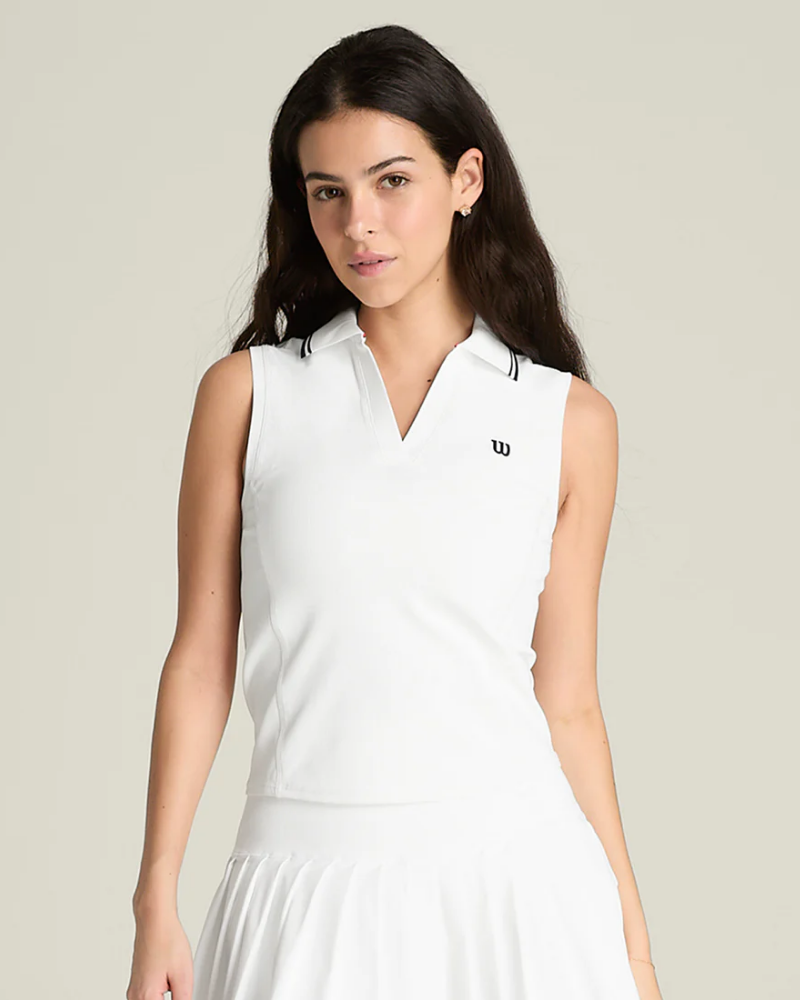 Wilson Dame Rib Sleeveless Polo Hvid