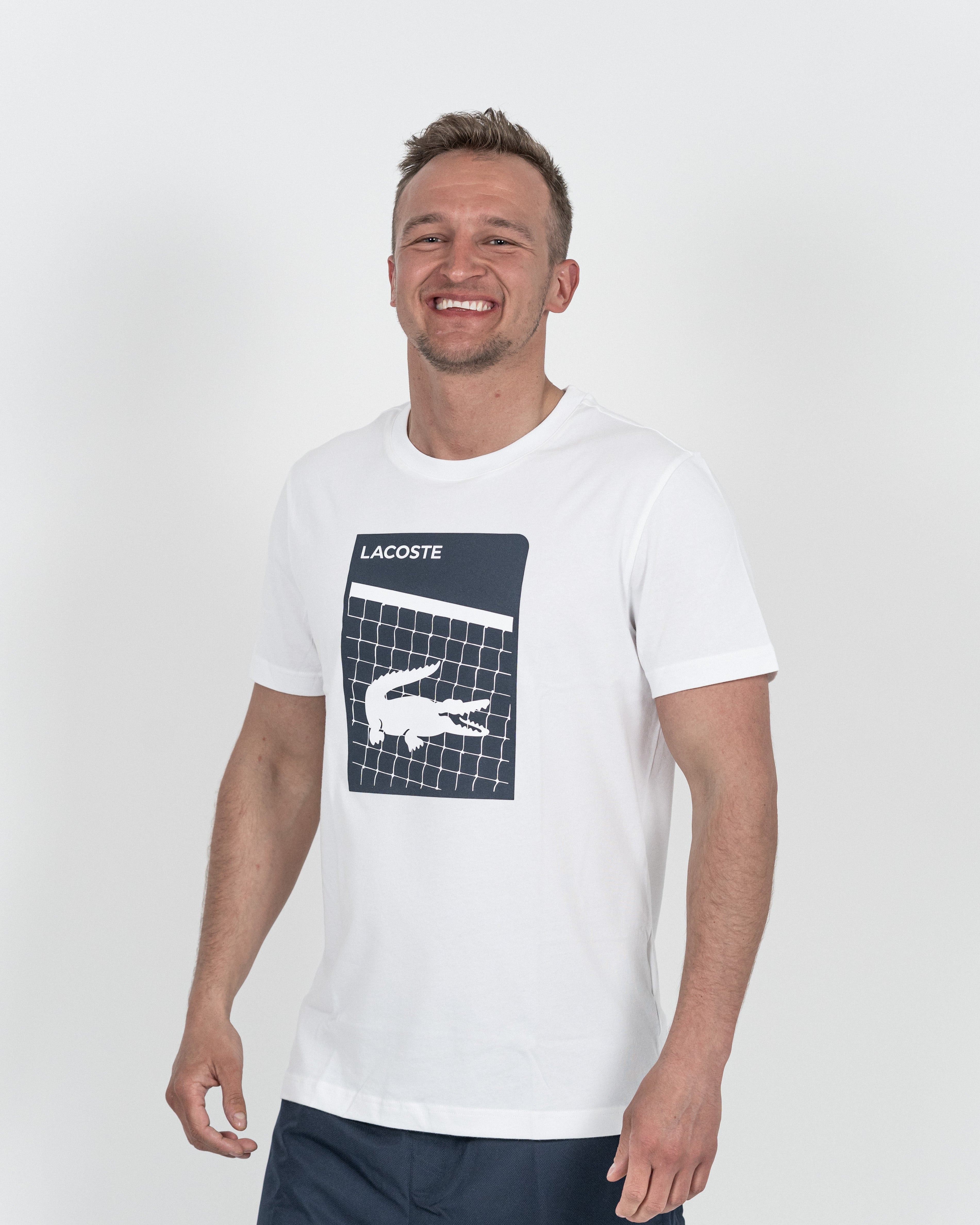 Lacoste Herre T-shirt Hvid Med Print
