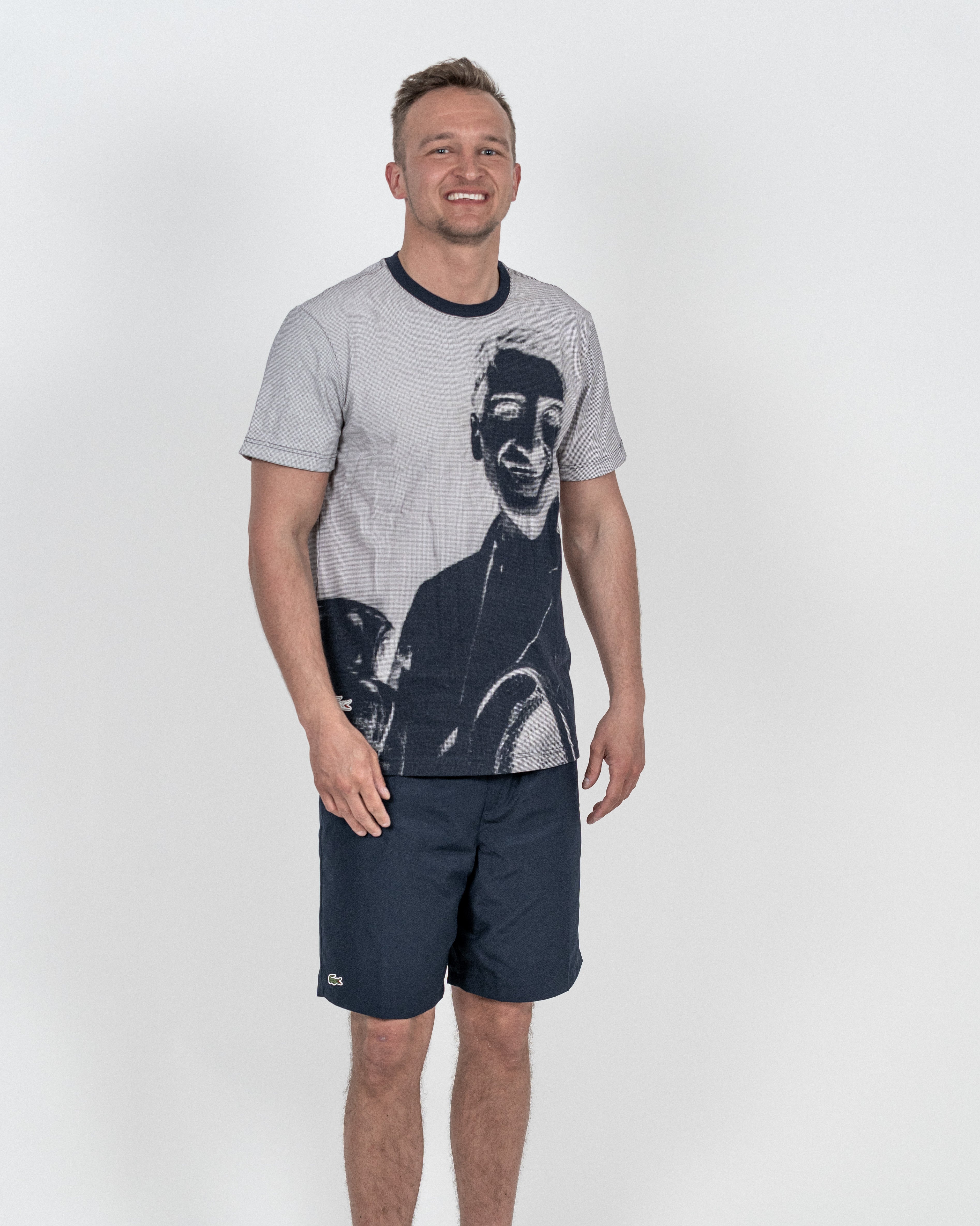 Lacoste Herre T-shirt "Rene Lacoste" Roland Garros Grå Navy
