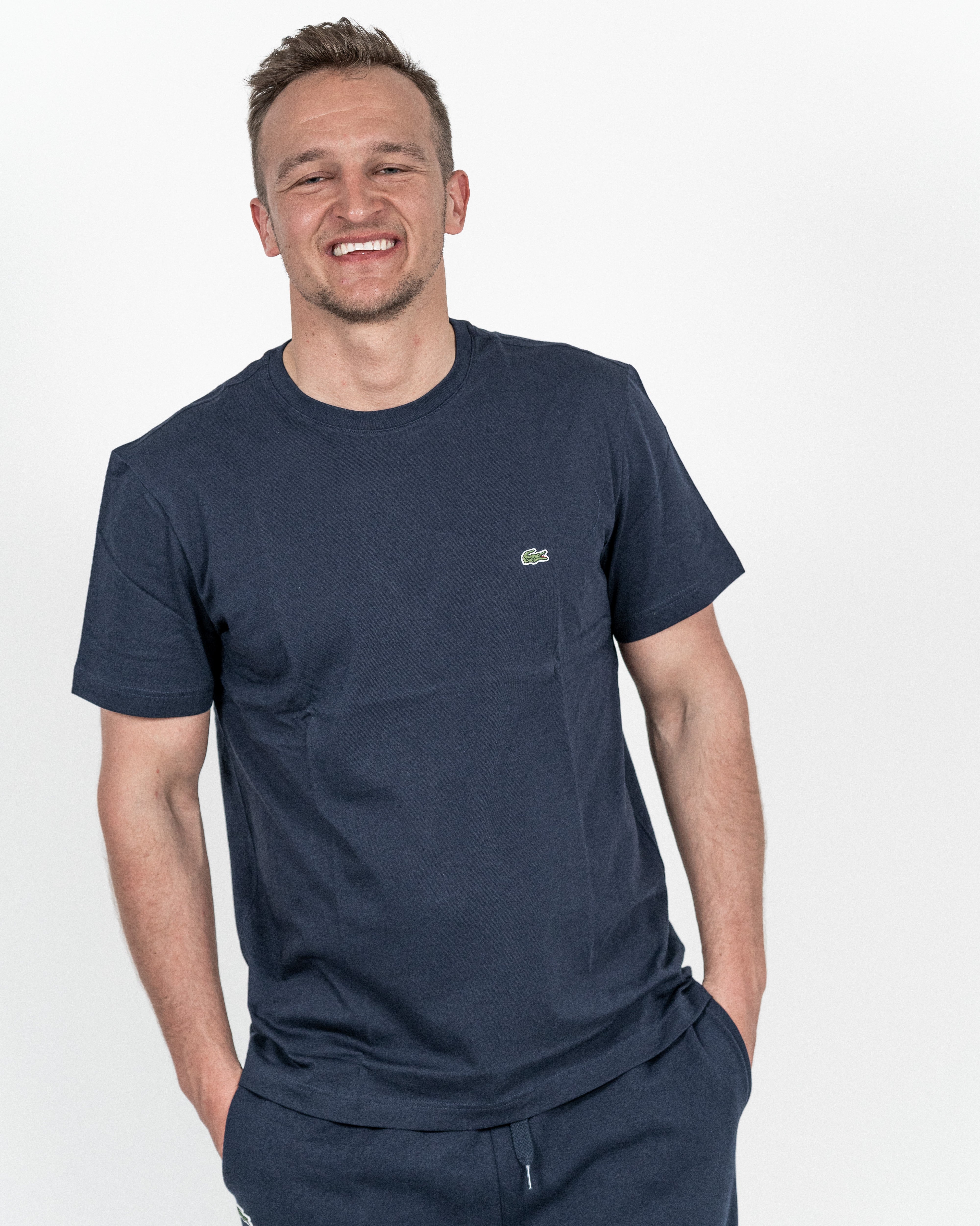 Lacoste Herre klassisk Bomuld T-shirt Navy