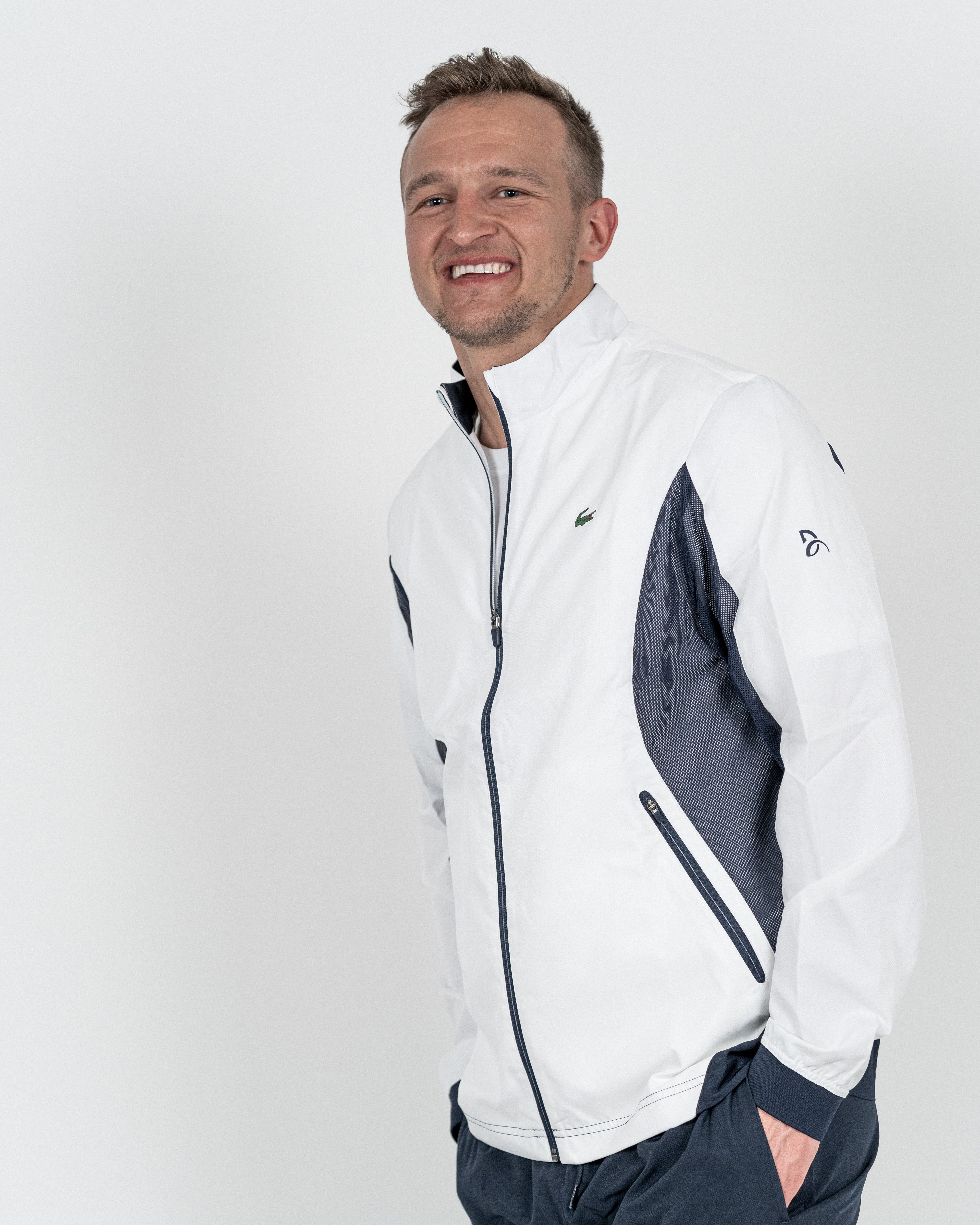 Lacoste Herre Novak Djokovic Træningsjakke Hvid/Navy