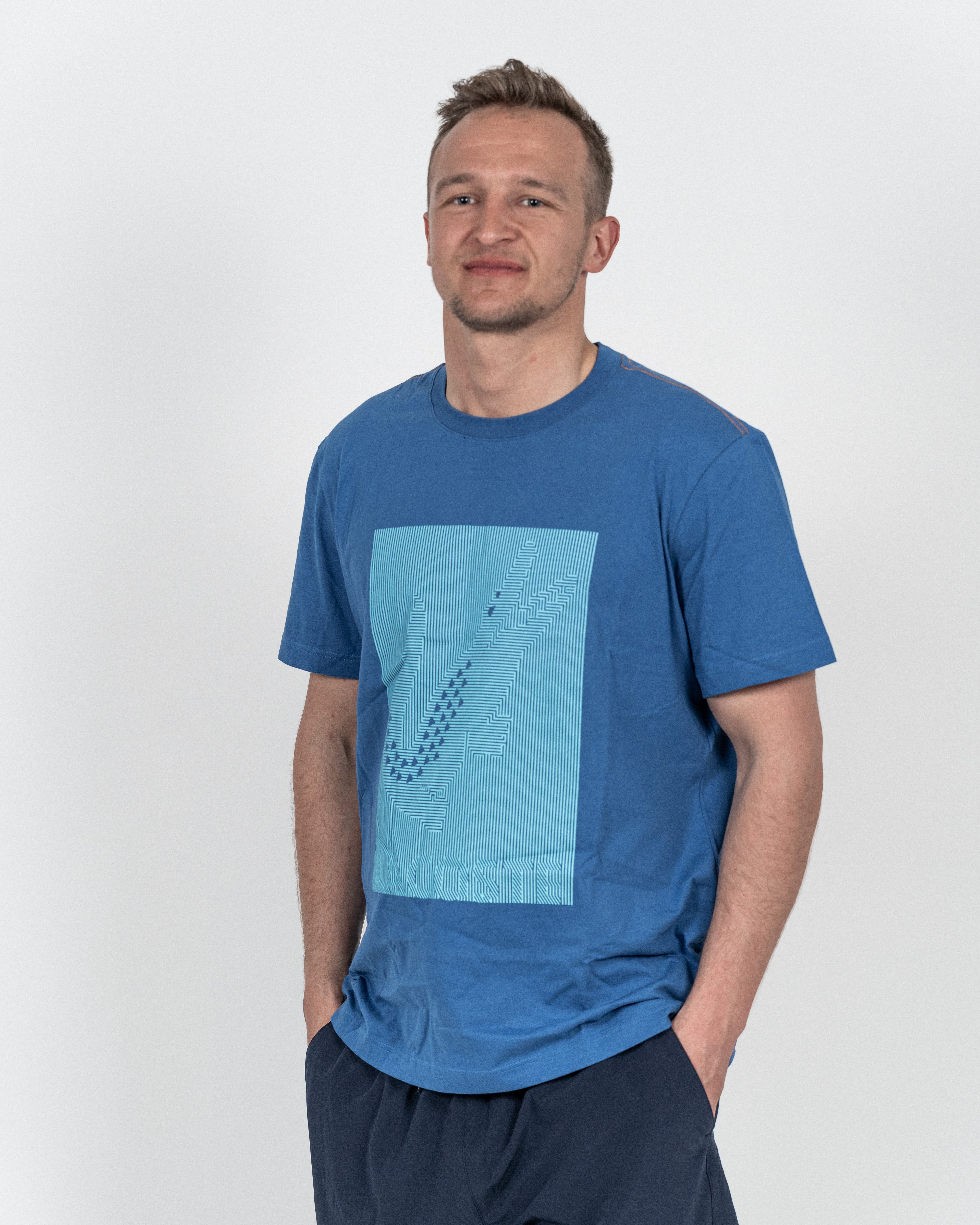 Lacoste Herre Print T-shirt Blå