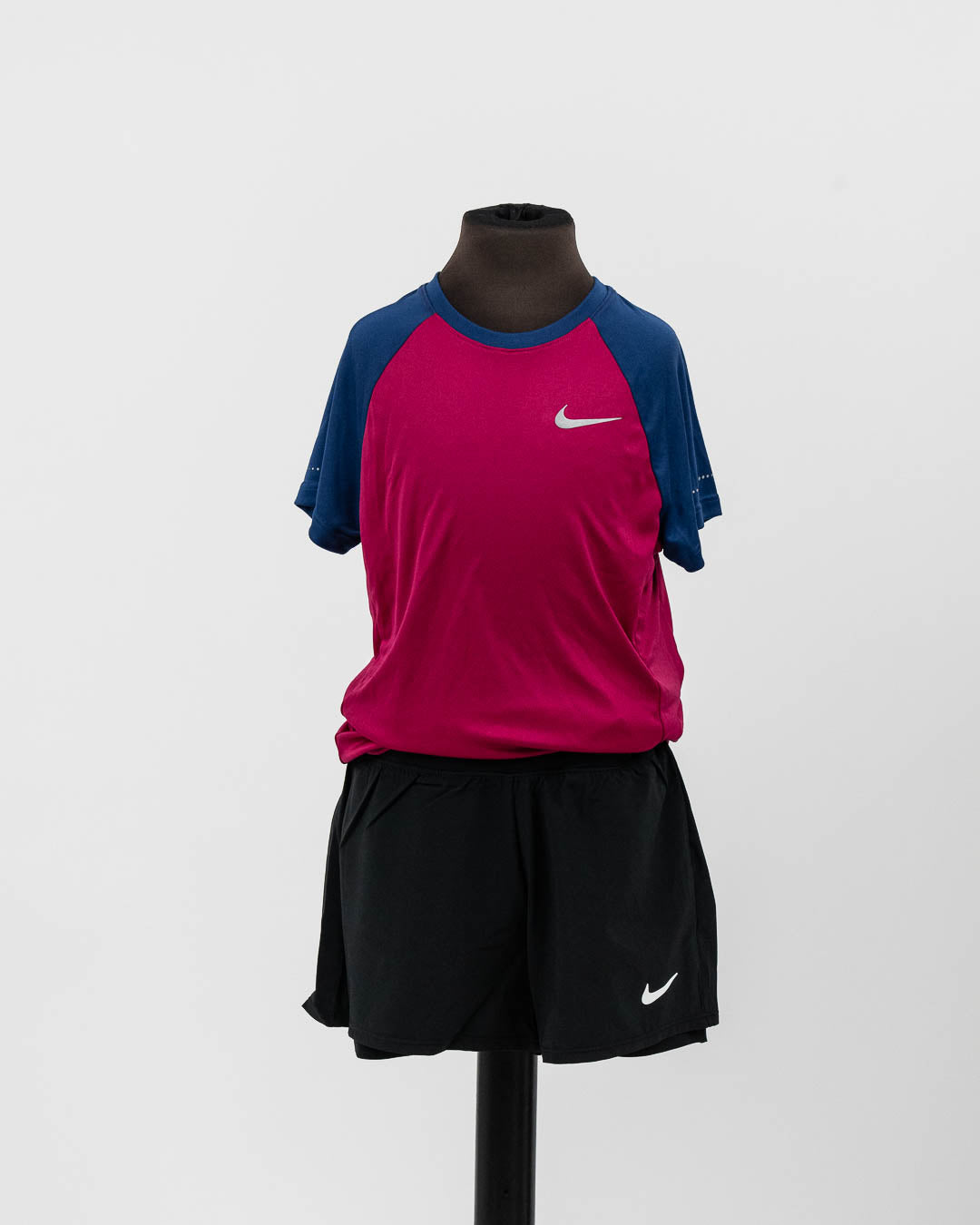 Nike Miler Crew Pige T-shirt Mørkerød/Blå